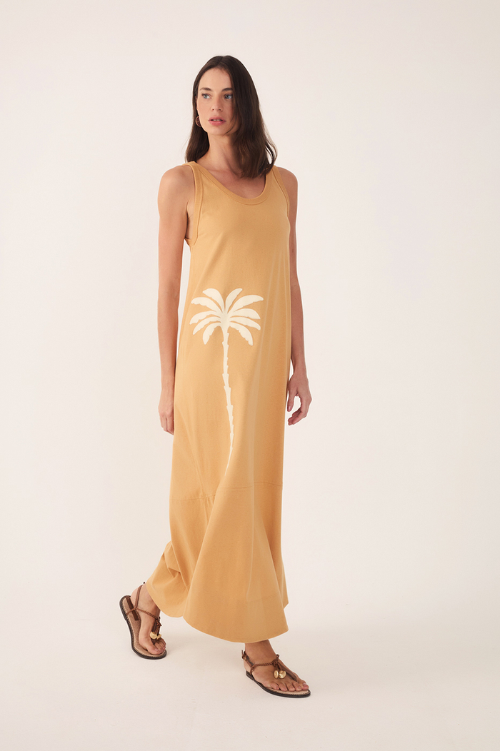Beige Veraneio Embroidered Cotton Maxi Dress_2