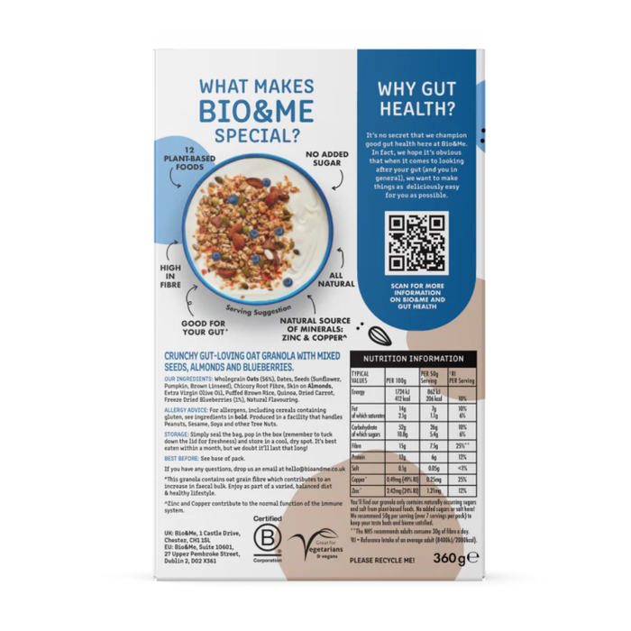 Bio&Me Blueberry & Flaked Almond Immunity Granola 360g
