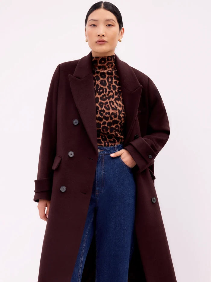 Bitter Chocolate Oversized Wool-Blend Coat