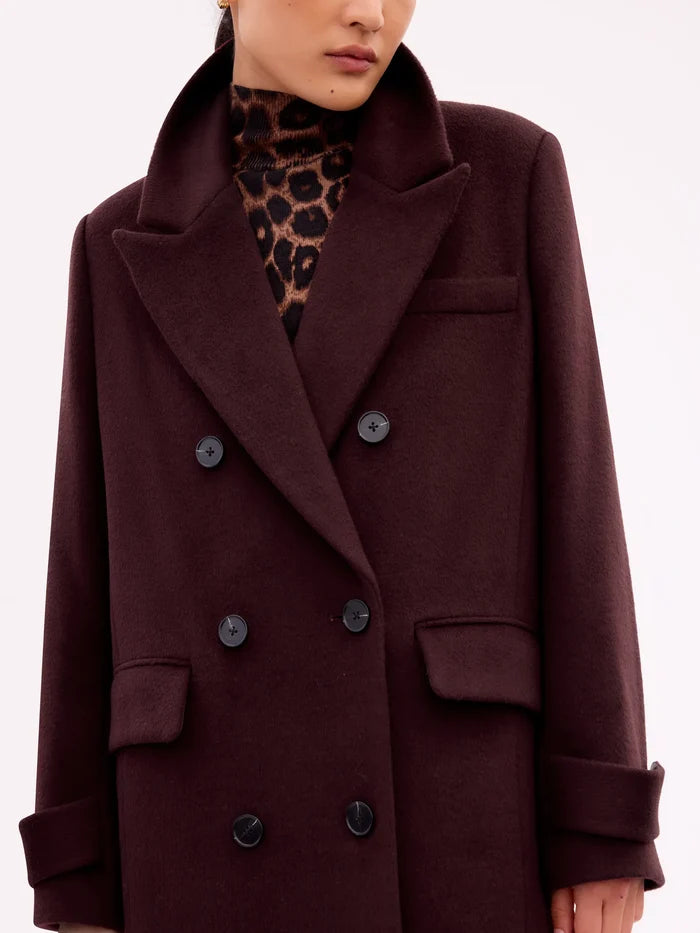 Bitter Chocolate Oversized Wool-Blend Coat