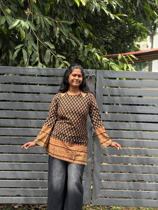 Black butta Corset back kurti