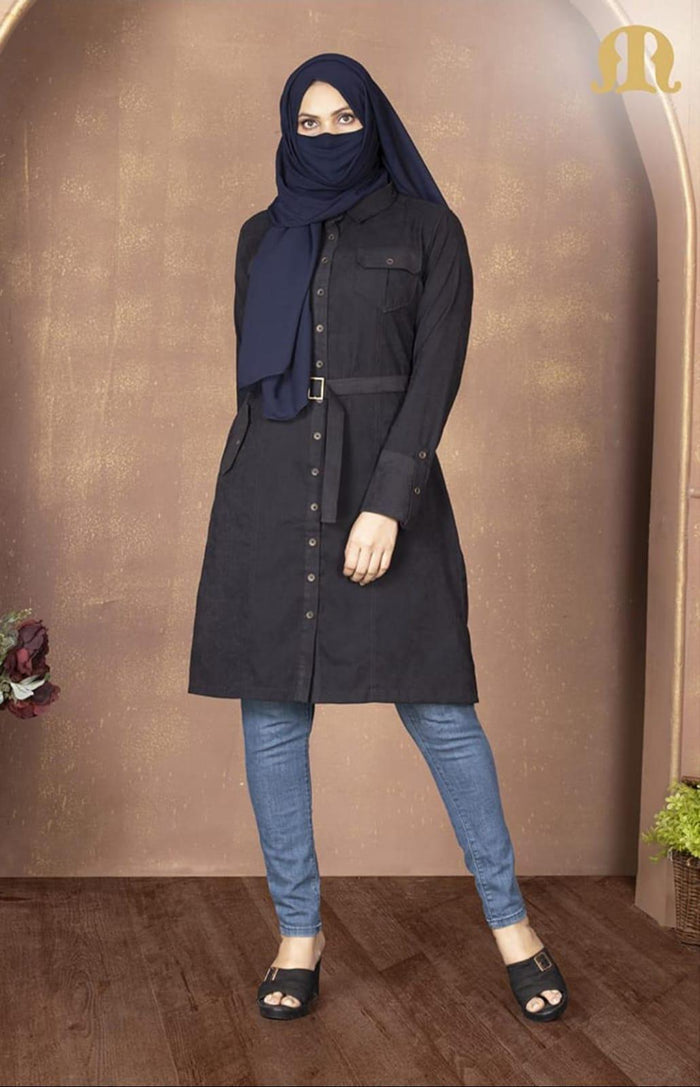 Black Felt Tunic For Women - Mashroo