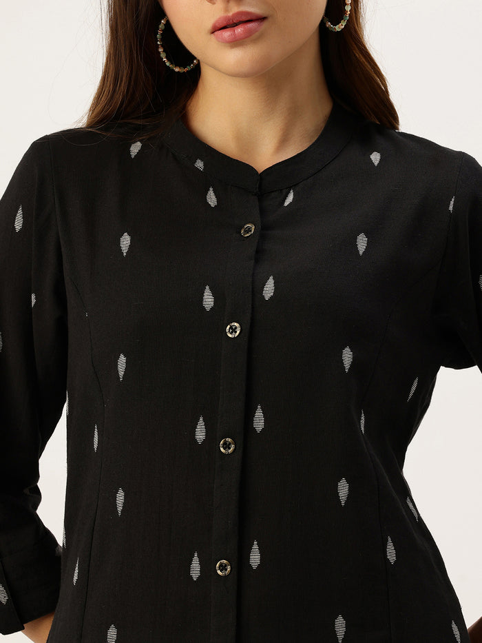 Black Printed A Line Kurta