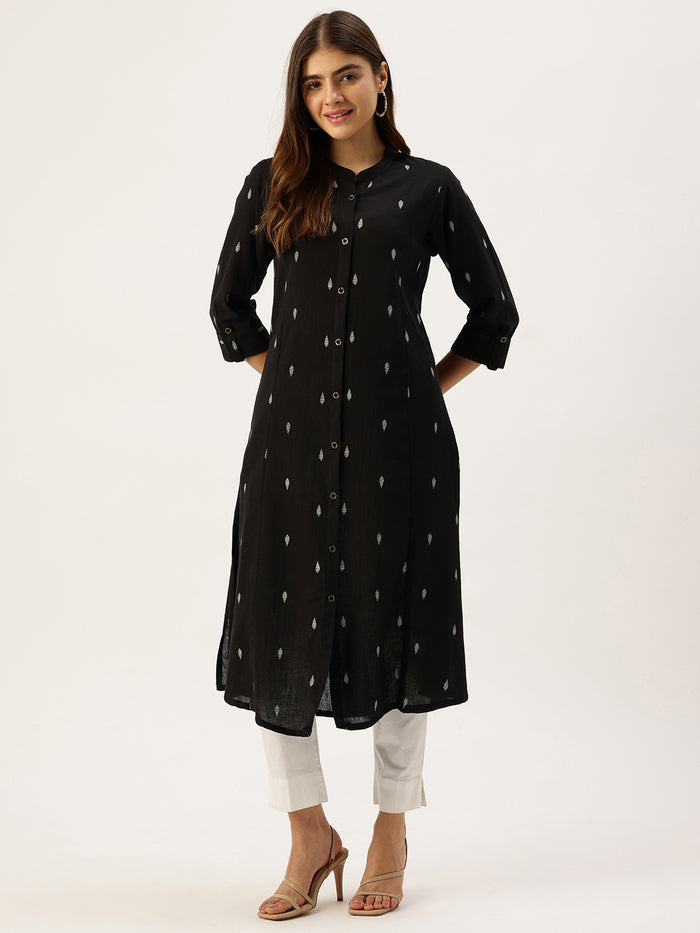 Black Printed A Line Kurta