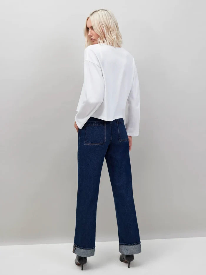 Blue Denim Turn Up Hem Jeans