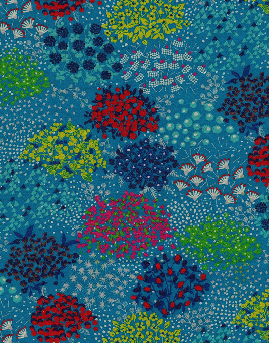 Blue Sketch Japanese Cotton Linen Fabric, Echino