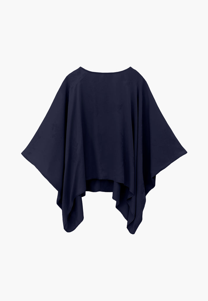 Boat Neck Batwing Sleeve Blouse - MIDNIGHT