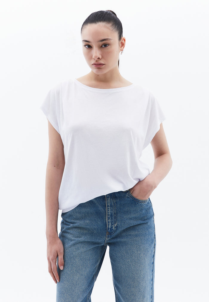 Boat Neck T-Shirt - WHITE