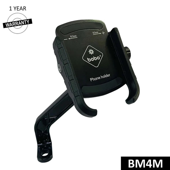 BOBO BM4M Bike Phone Holder
BOBO BM4M bike phone holder showing front and back views with rearview mirror mounting bracket