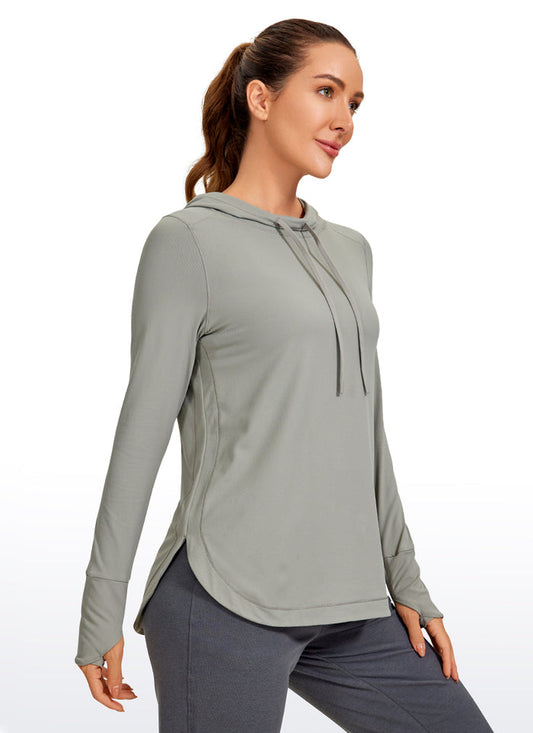 CRZ YOGA Women's Yoga Slim Fit Brushed Feeling Hoodie with Thumbhole Rocky Grey