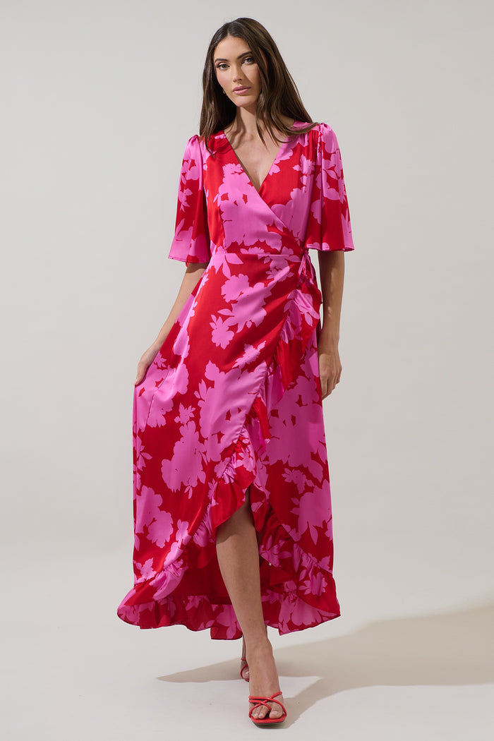Burning Love Abelia Hi-Low Maxi Wrap Dress