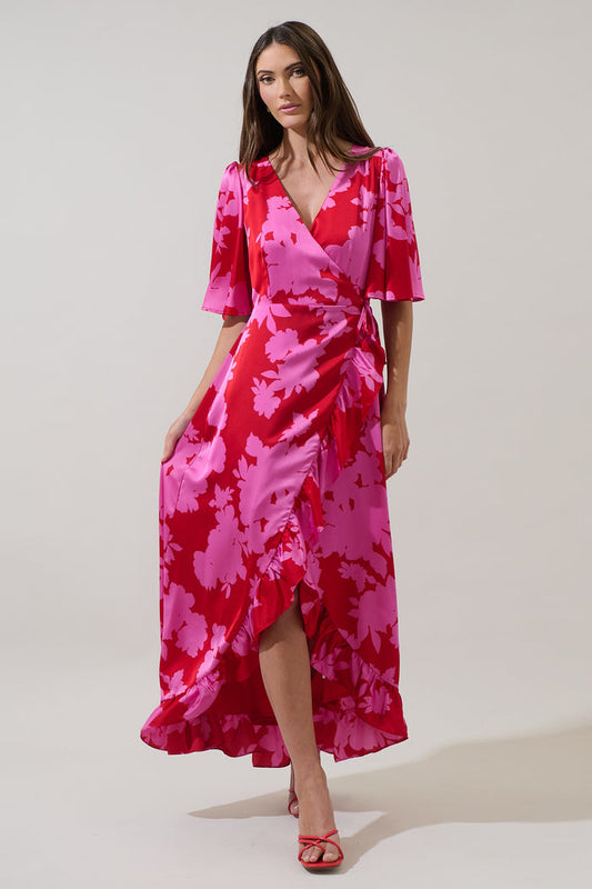 Burning Love Abelia Hi-Low Maxi Wrap Dress