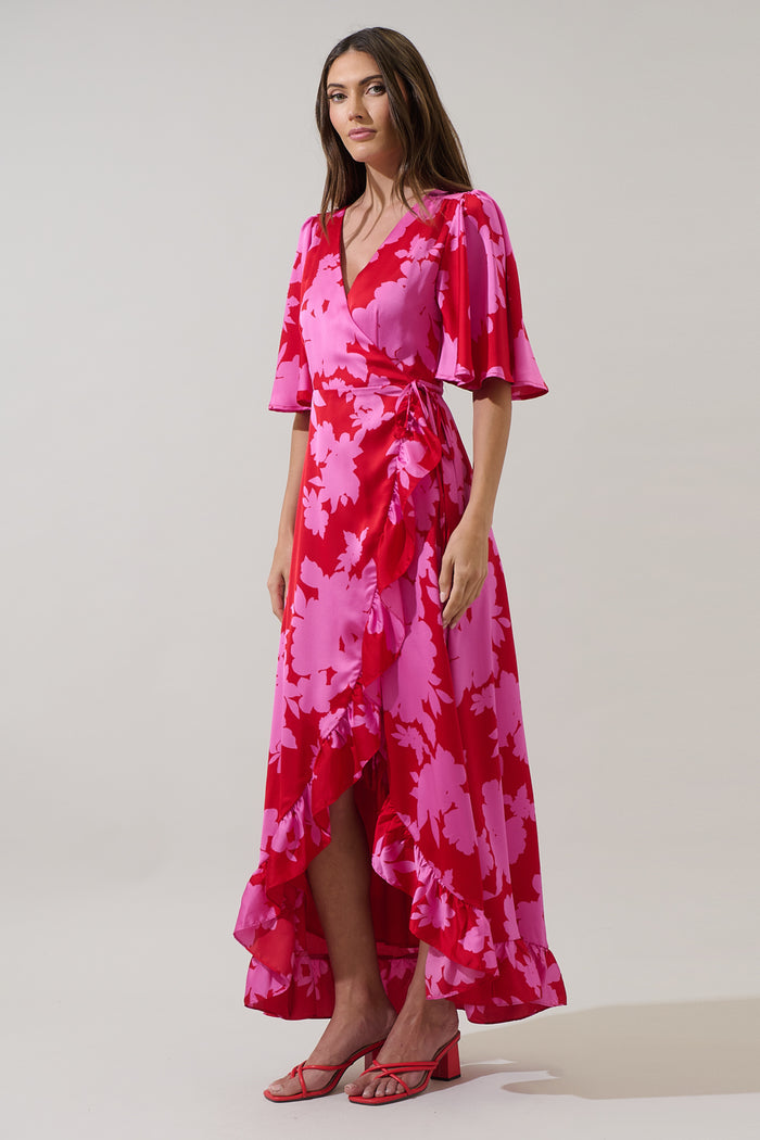 Burning Love Abelia Hi-Low Maxi Wrap Dress