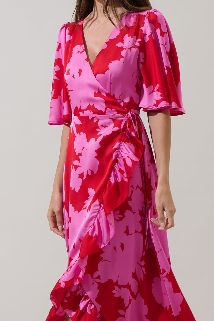Burning Love Abelia Hi-Low Maxi Wrap Dress