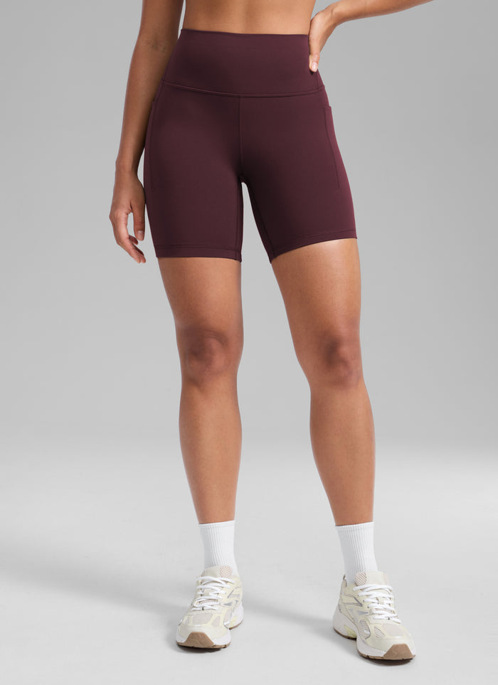 CRZ YOGA Women's Butterlift Workout Pocket High Rise Biker Shorts 6" Ripe Plum