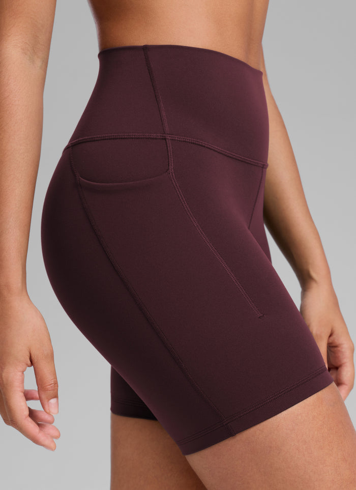 CRZ YOGA Women's Butterlift Workout Pocket High Rise Biker Shorts 6" Ripe Plum
