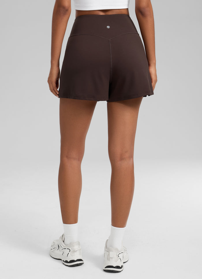 CRZ YOGA Women’s Butterluxe Casual Pocket Linerless Shorts 3" Hot Fudge Brown