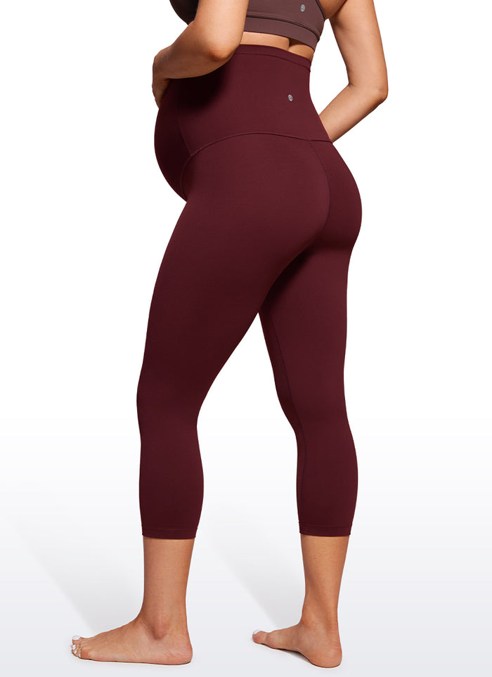 CRZ YOGA Women's Maternity Leggings Super High Rise Butterluxe 21'' Red Merlot