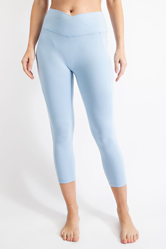 Buttery Soft V Waist Capri Athletic Leggings with Pockets by Rae Mode - 4 colors