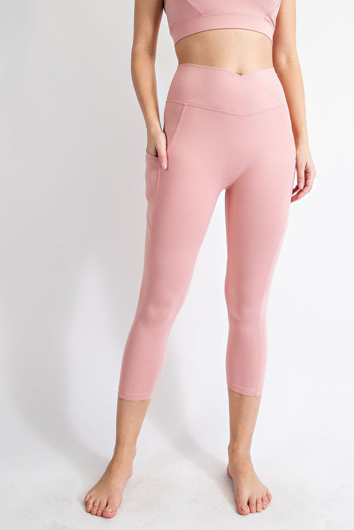 Buttery Soft V Waist Capri Athletic Leggings with Pockets by Rae Mode - 4 colors