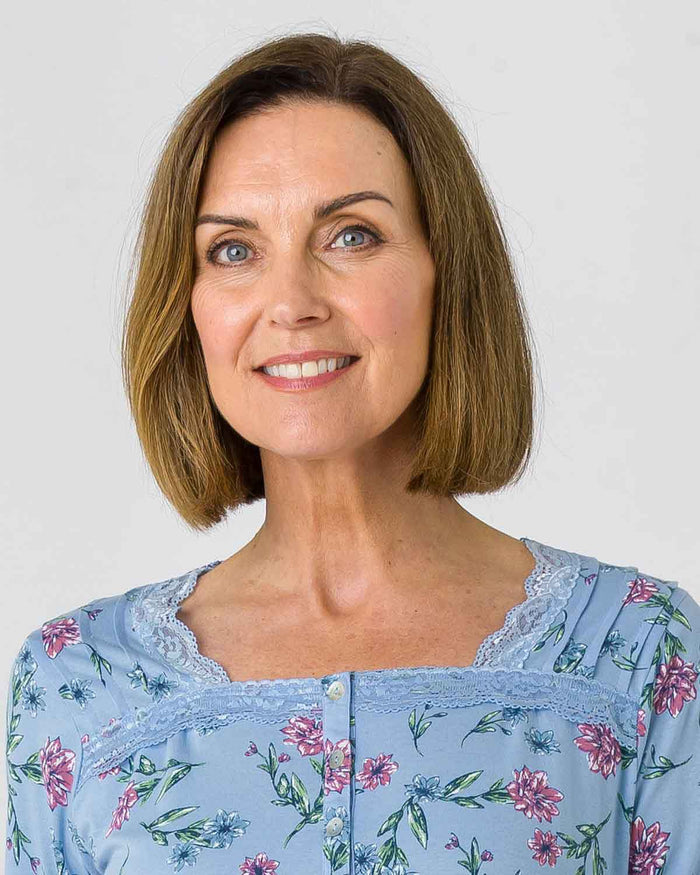 Caroline Floral Long Sleeve Cotton Jersey Nightdress - Image 2 - The Classic Boutique
