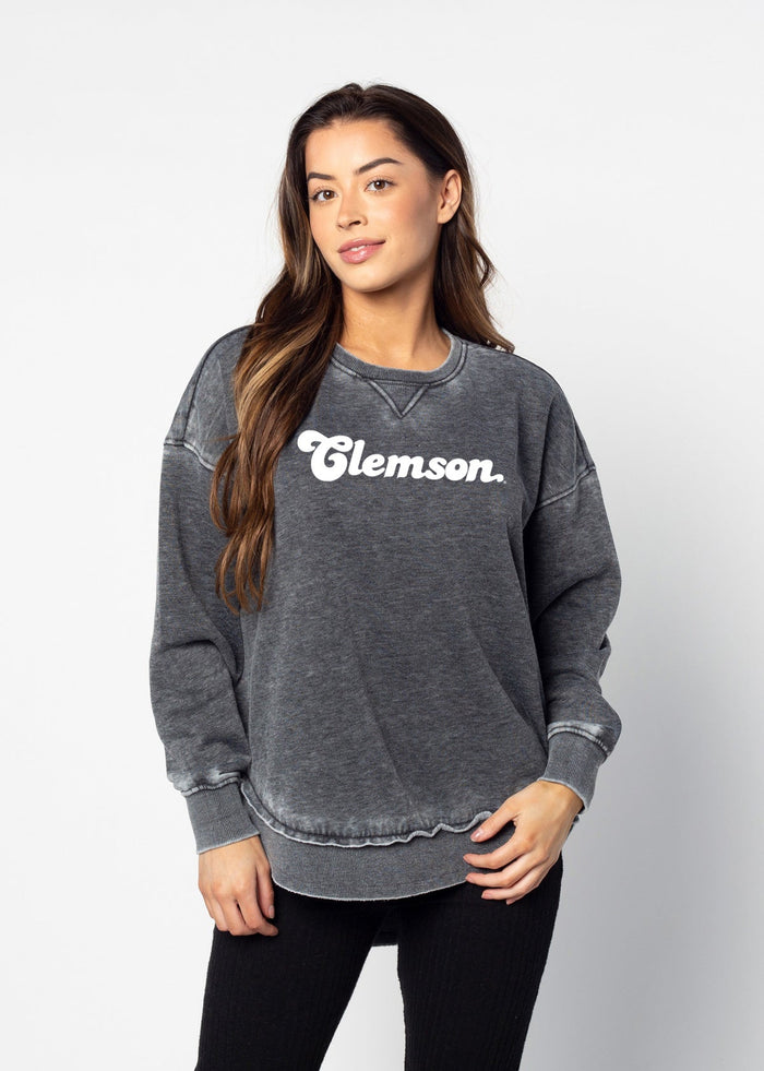 Clemson Tigers Women's Charcoal Burnout Campus Pullover