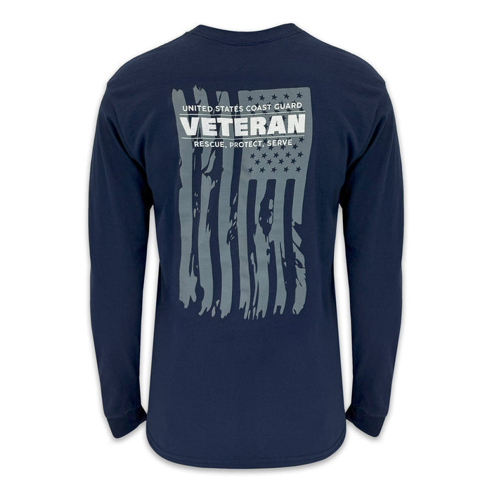 Coast Guard Veteran Flag Long Sleeve T-Shirt (Navy)