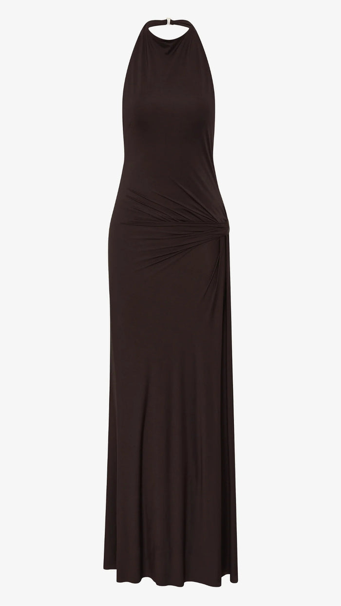 Court Halter Maxi Dress in Dark Chocolate