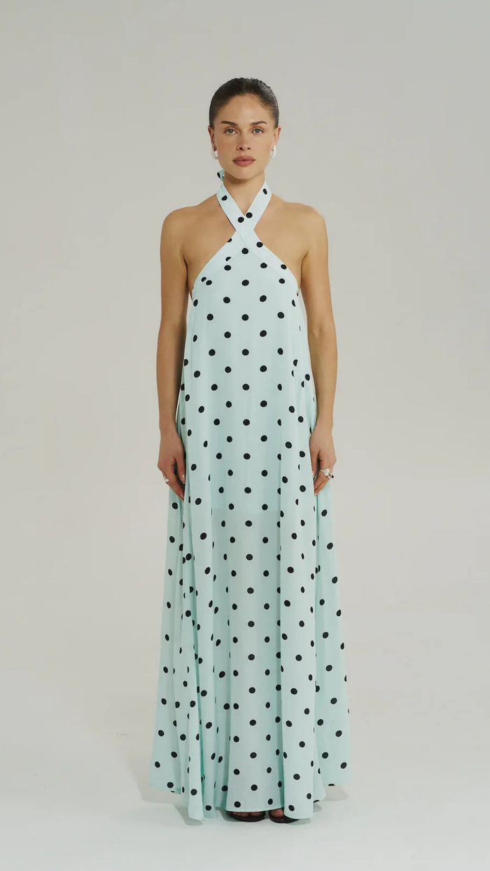 CROSS OVER HALTER MAXI DRESS