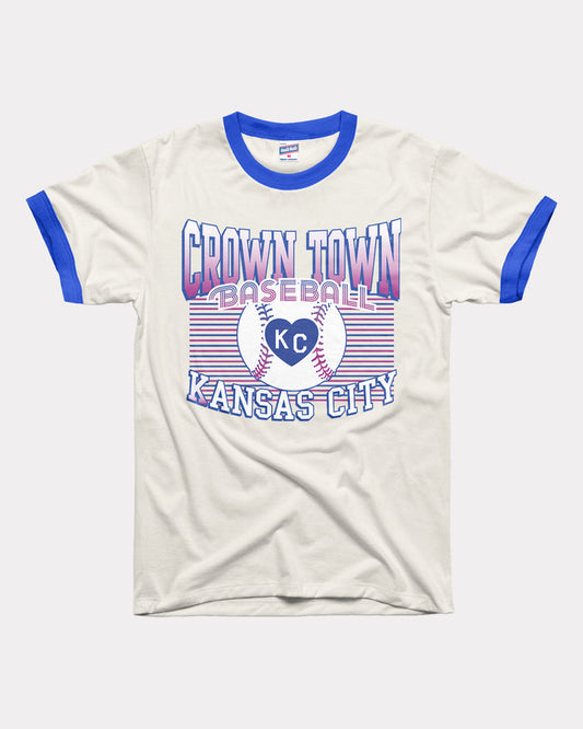 Crown Town City Gradient White & Royal Unisex Ringer
