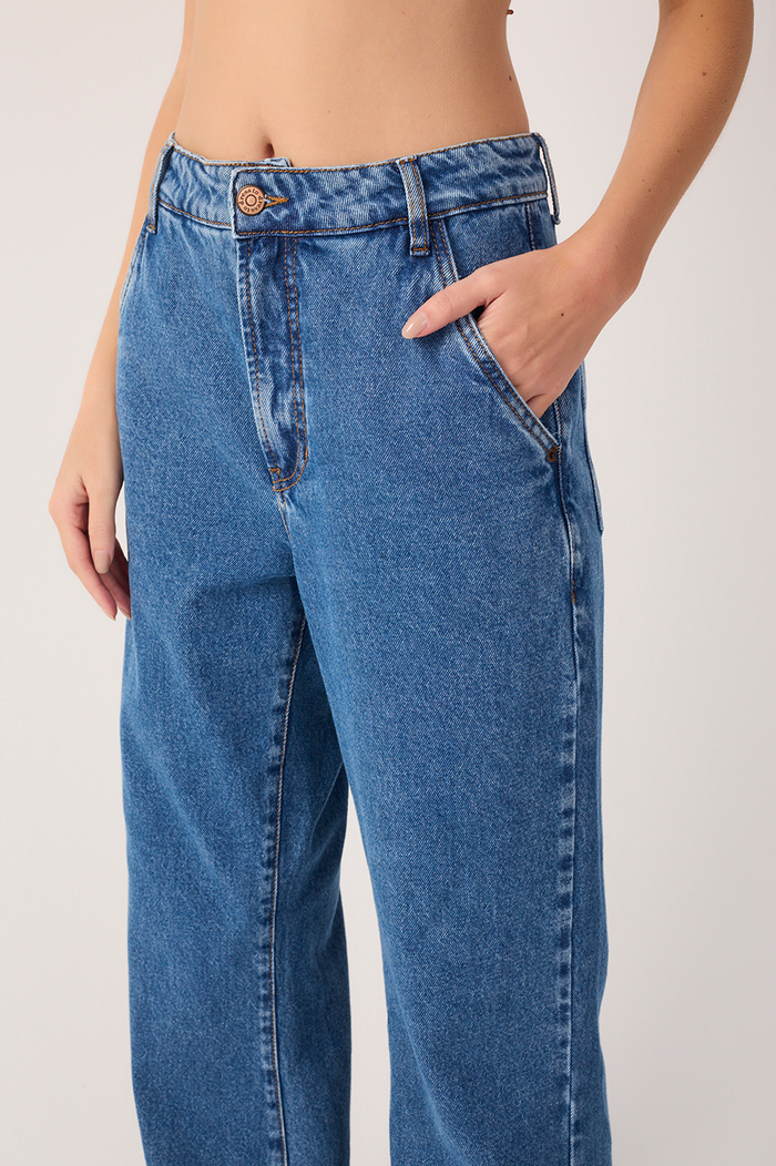 Denim Belt Loops Pockets Flare Pants_6