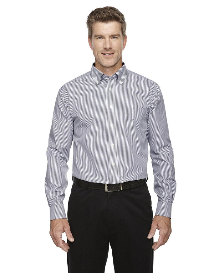 Devon & Jones Crown Woven Banker Stripe-Men's Dress Shirts-Devon&Jones-Navy-S-Thread Logic