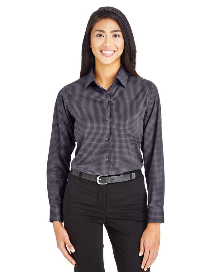 Devon & Jones Ladies CrownLux Performance Tonal Mini Check Shirt-Ladies Dress Shirts-Devon&Jones-Carbon-S-Thread Logic