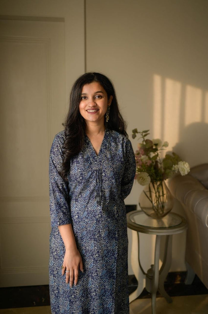 Disha Everyday Cotton Set- Indigo Leaves
