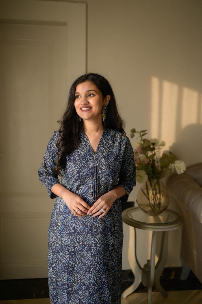 Disha Everyday Cotton Set- Indigo Leaves