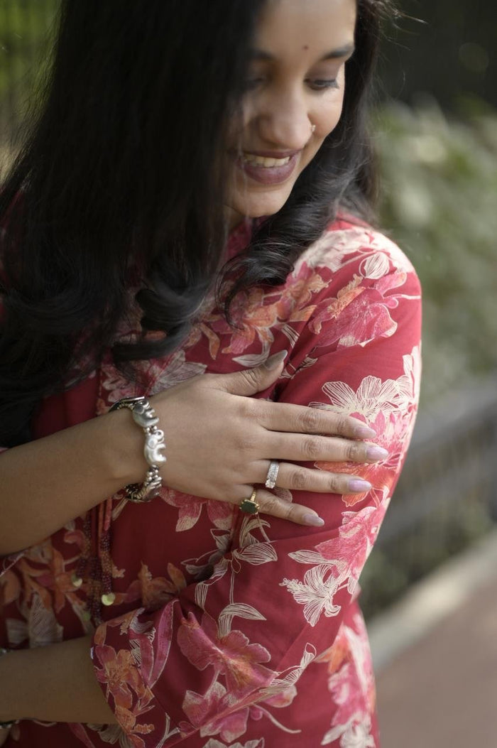 Disha Everyday Cotton Set- Red Florals