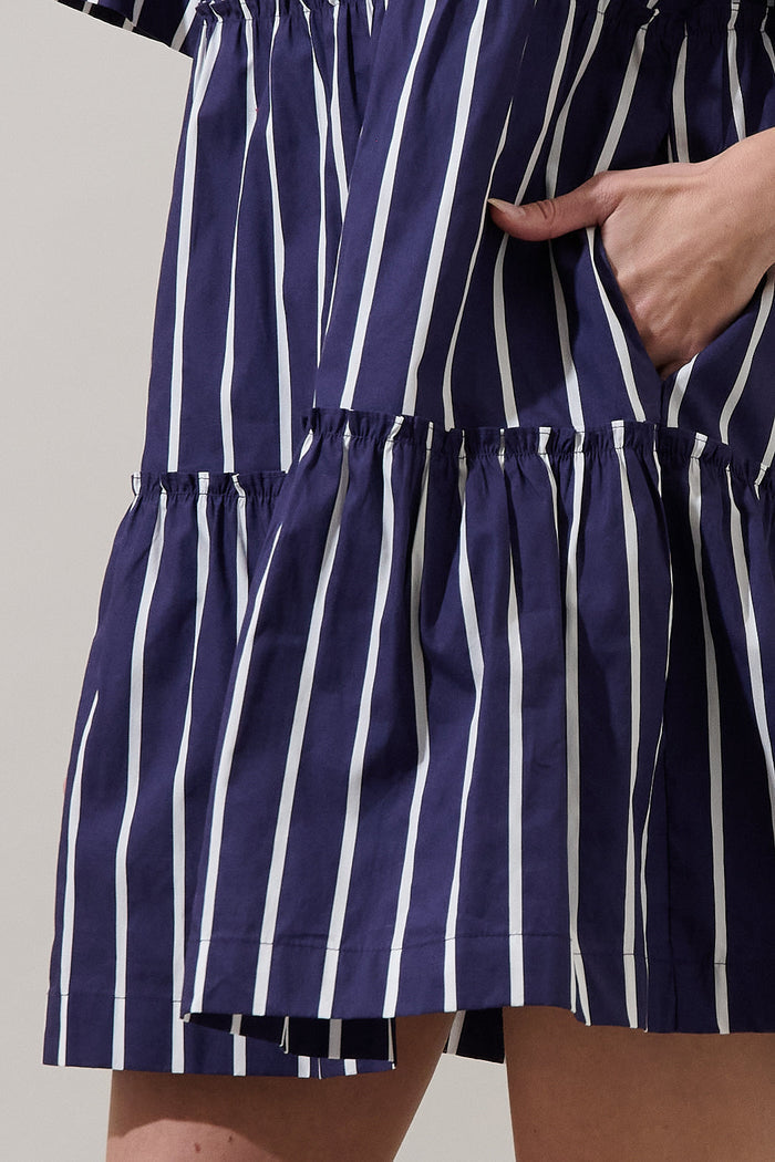 Dixie Split Neck Shift Dress Verta Stripe