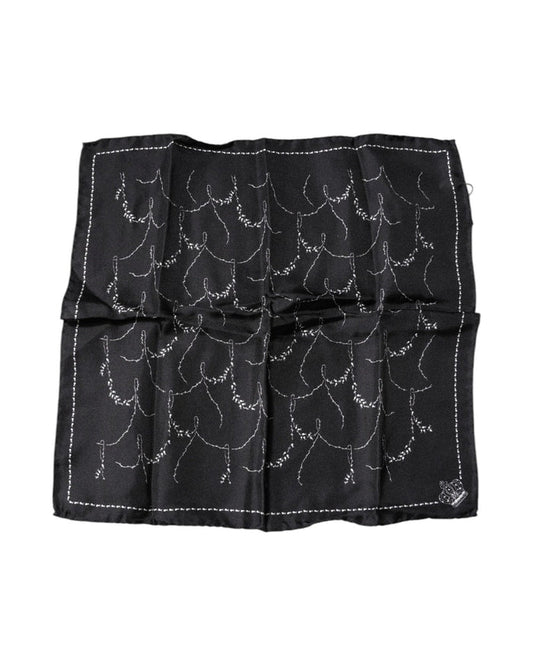 Dolce & Gabbana Black Patterned Silk Handkerchief Scarf