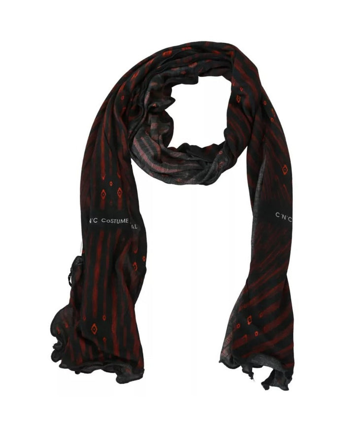 Dolce & Gabbana Black Red Viscose Foulard Branded Scarf