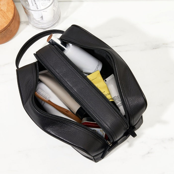 Double Zip Toiletry Bag Brown