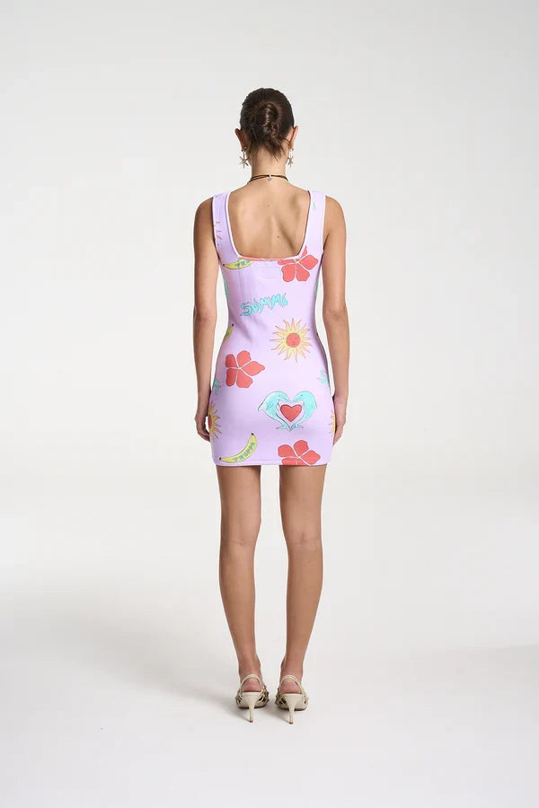 Elle Mini Dress - Lilac Troppo