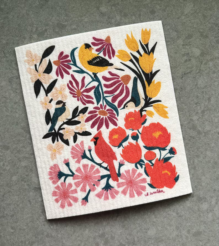 Birds & Blossoms Swedish Dishcloth