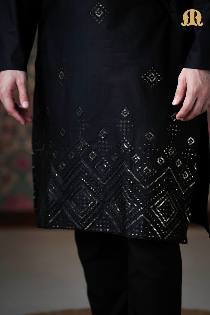 Eski Cotton Kurta Black for Men