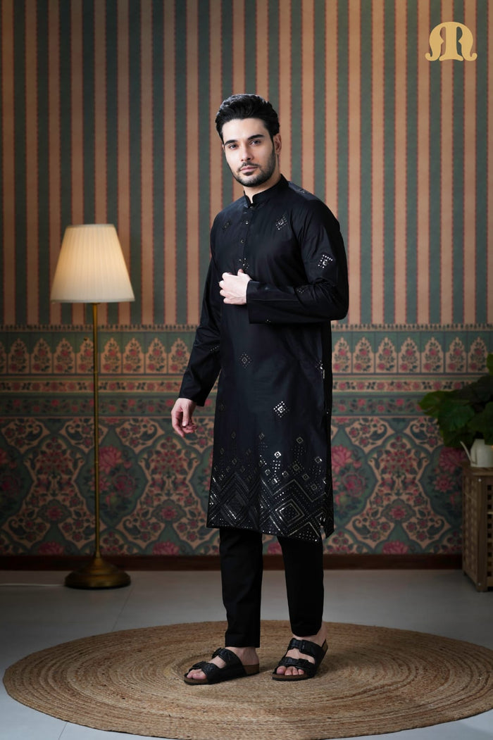 Eski Cotton Kurta Black for Men