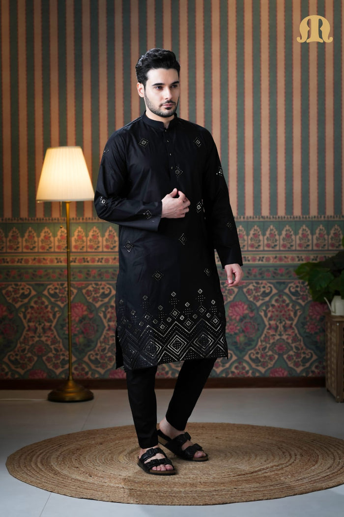 Eski Cotton Kurta Black for Men