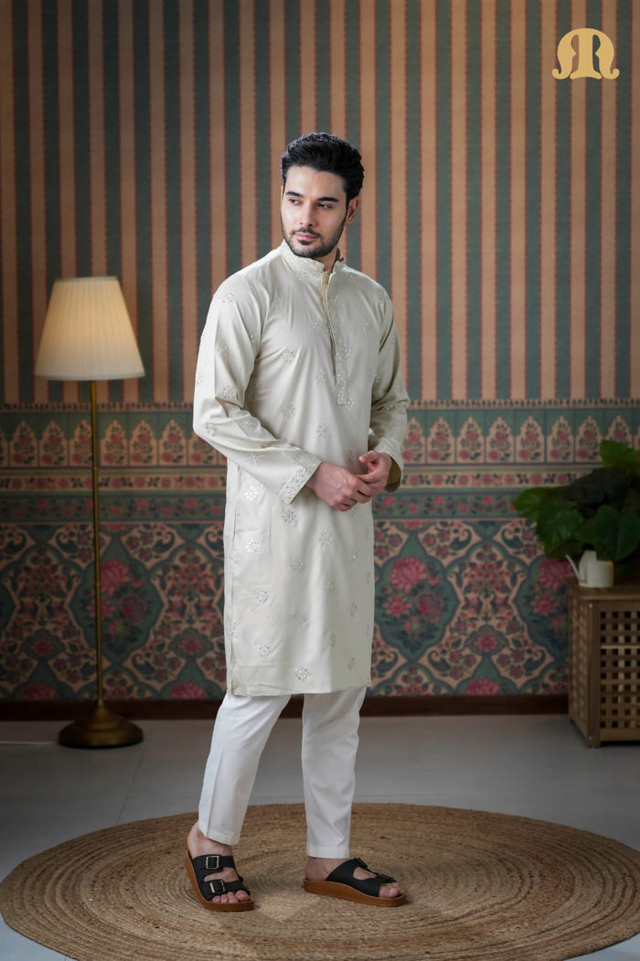 Eski Cotton Kurta Cream for Men