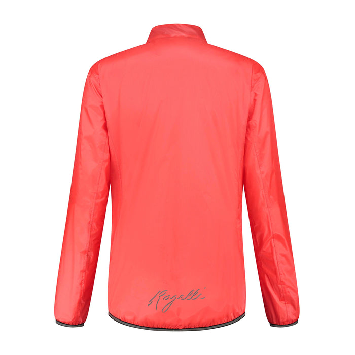 Rogelli Essential regenjack dames koraal achterkant.