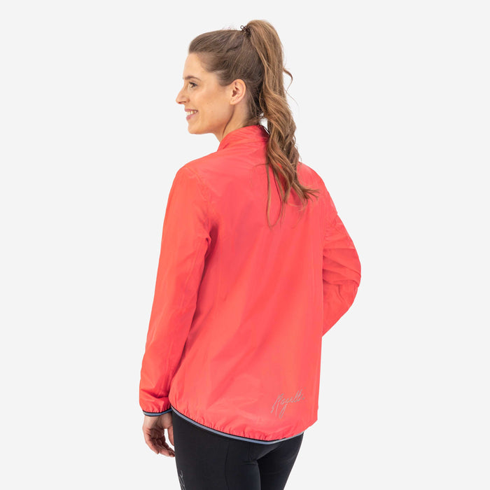 Rogelli Essential regenjack dames koraal gedragen achterkant.