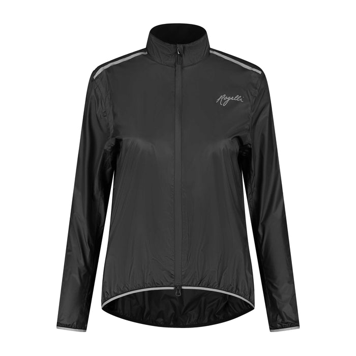 Rogelli Essential regenjack dames zwart voorkant.