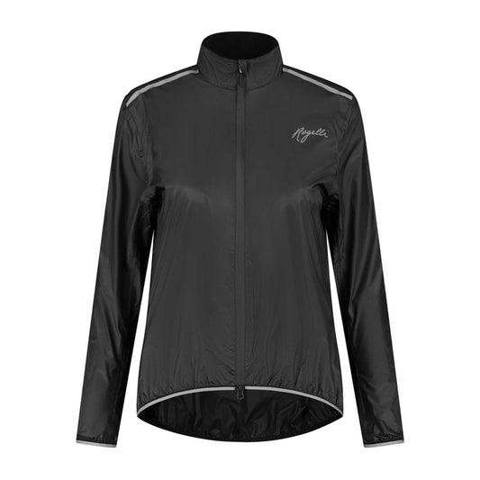 Rogelli Essential regenjack dames zwart voorkant.
